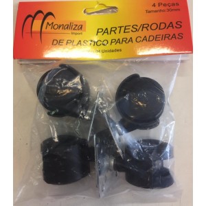 RODAS 4PCS PLASTICO PARA CADEIRA TAM. 30...